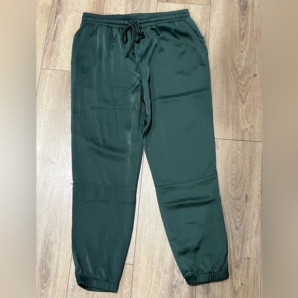 Socialite Dark Emerald Green Silky Joggers Medium - Picture 2 of 4